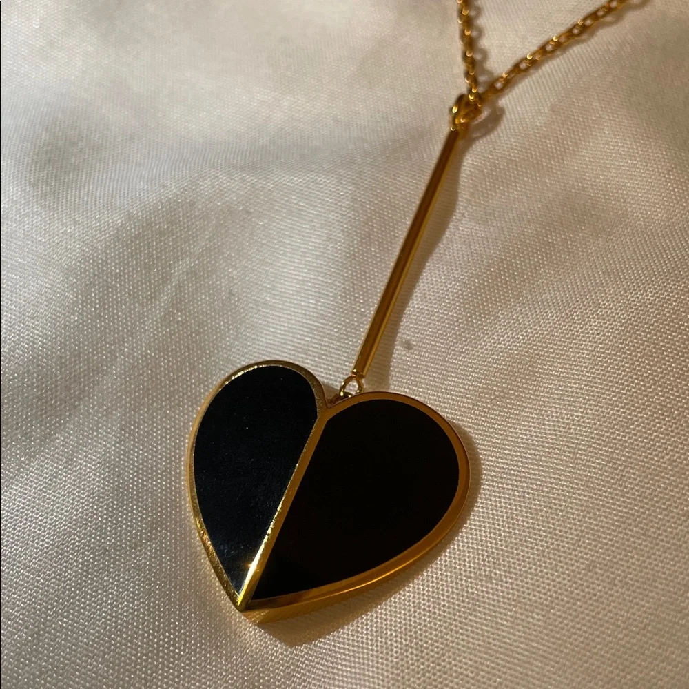 KATE SPADE - Heritage Linear Heart Swing Necklace in Black - Picture 5 of 5